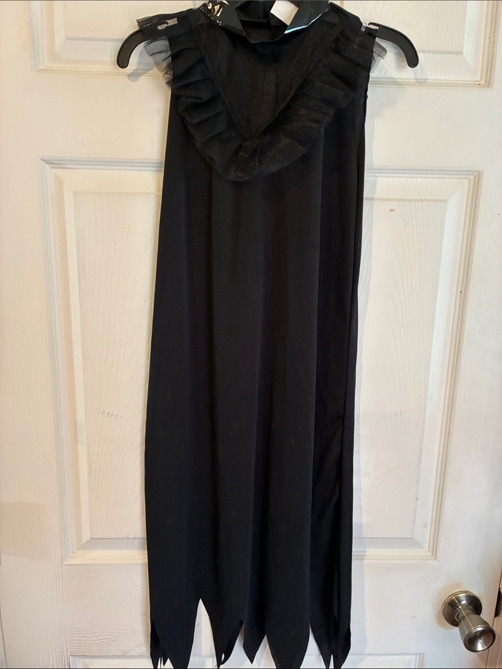 Halloween Black Ruffle-Trim Sleeveless with Spiderwebs & Spiders on the front